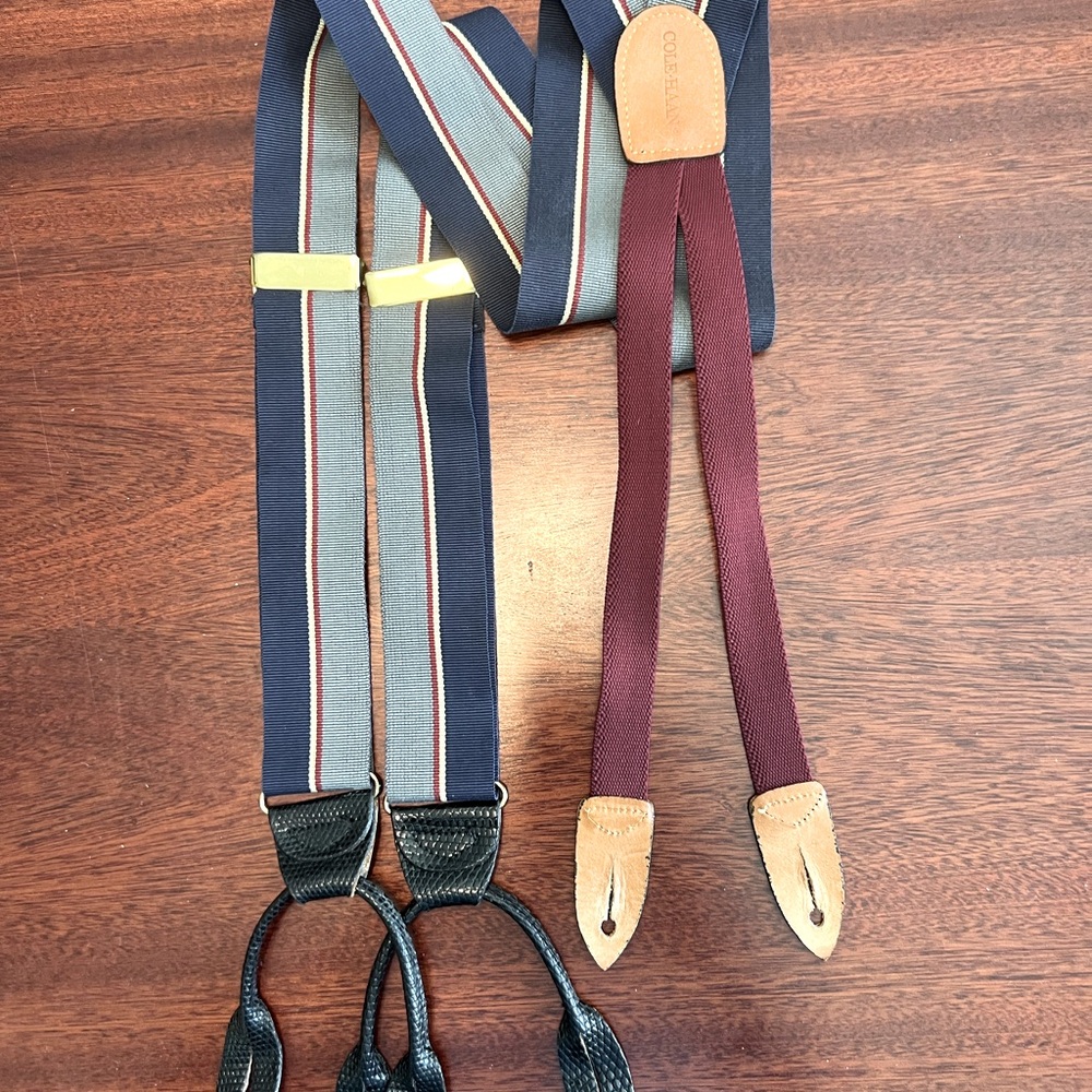 ￼Cole Haan suspenders.
